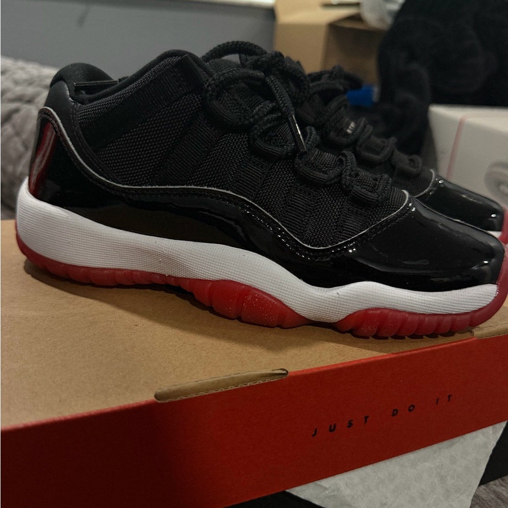 Nike Air Jordan 11 Retro Low (GS) Black with Red and White Box Label